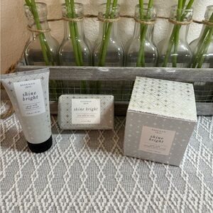 Beekman 1802 Shine Bright Bundle Goat Milk Body Cream, Bar Soap and Hand Cream.
